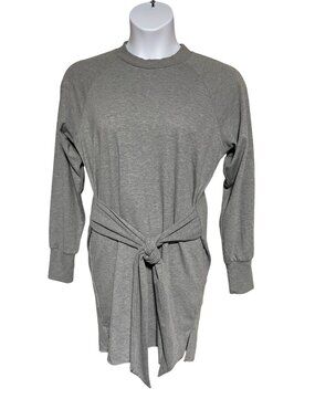 Steve Madden Rib Knit Belted Midi Dress Womens Size M Heather Grey